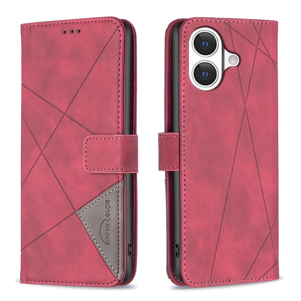 For iPhone 17 Phone Case BINFEN COLOR Wallet Stand Geometry Imprinted Leather Cover