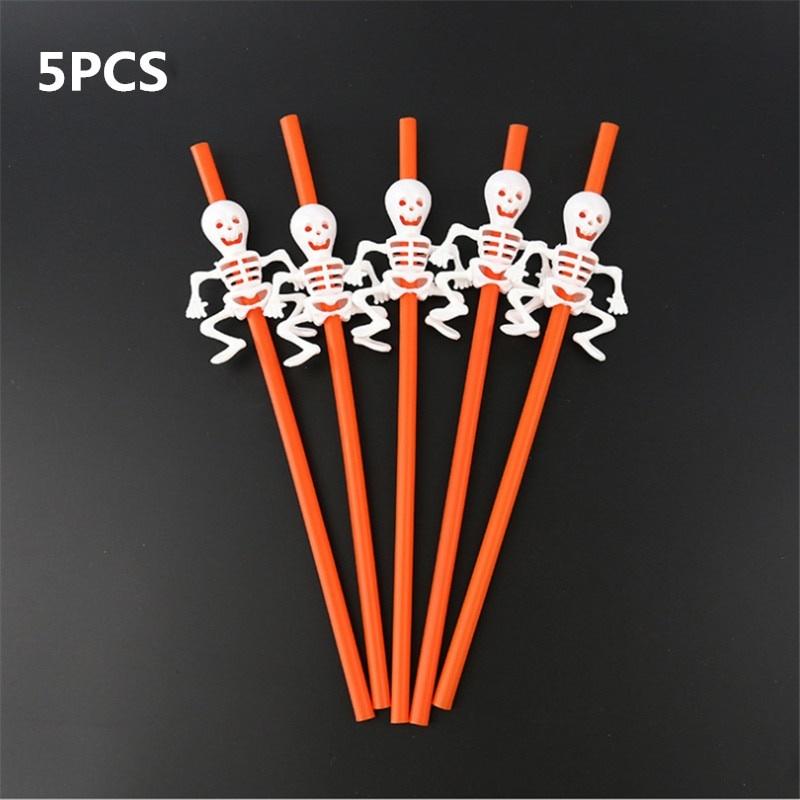 5pcs Halloween Pumpkin Straw Ghost Straws Halloween Decoration Straws Party Supplies Halloween Decorations for Home