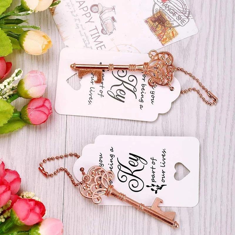 50Pcs Crown Key Bottle Opener Beer Wine Opener Wedding Favors Gifts for Guests Rustic Home  Party Decoration Gift
