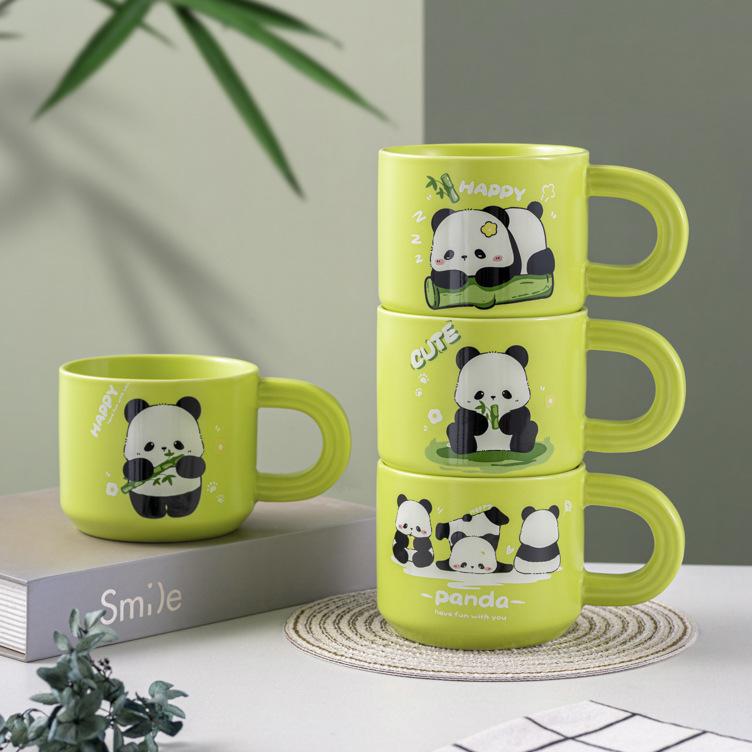 Cute Panda Mug High Looking Cartoon Ceramic Water Cup for Girls Couple Tea Cup Souvenir Coffee Breakfast Cup