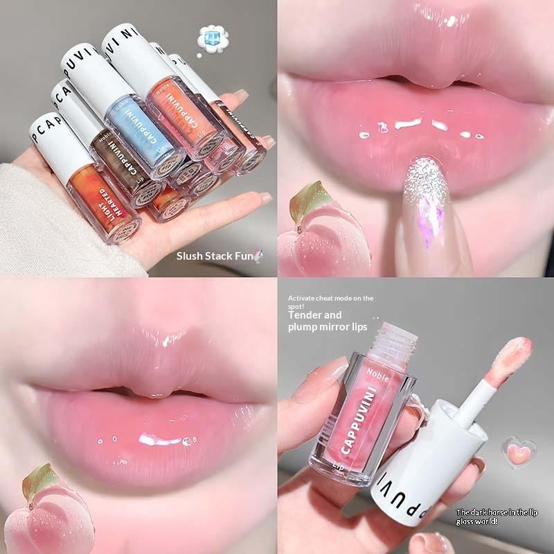 Cappuvini Clear Grey Purple Lip Gloss Hydrating Drying Lips Mirror Lip Glaze Tint Plumper Moisturizing Crystal Lip Oil Makeup