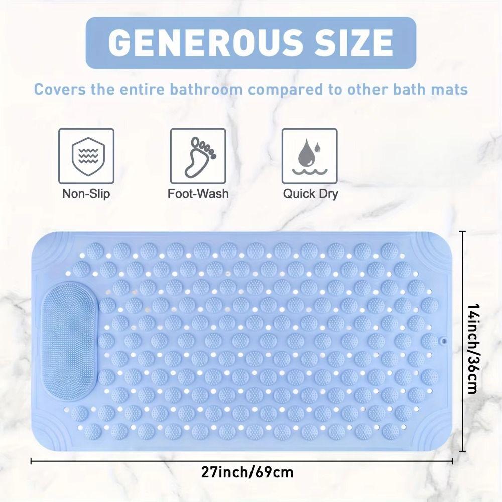 Rectangular Non-Slip Floor Mat Draining Hole Shower Foot Scrubber Foot Massage Pad  Bathtub