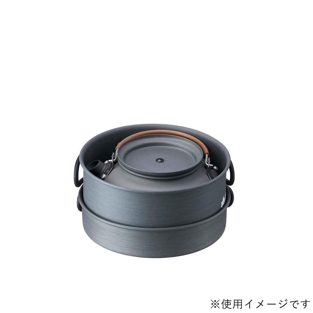 LOGOS LOGOS Drainer Cookware Set 81210211 Gray [Pot] (Approx.) Diameter 16.5cm x Height 8.2cm / Total Length 25cm Camping Hard Anodized