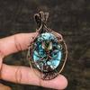 Tibetan Turquoise Handmade Copper Wire Wrap Jewelry Pendant 3.27" L6M69