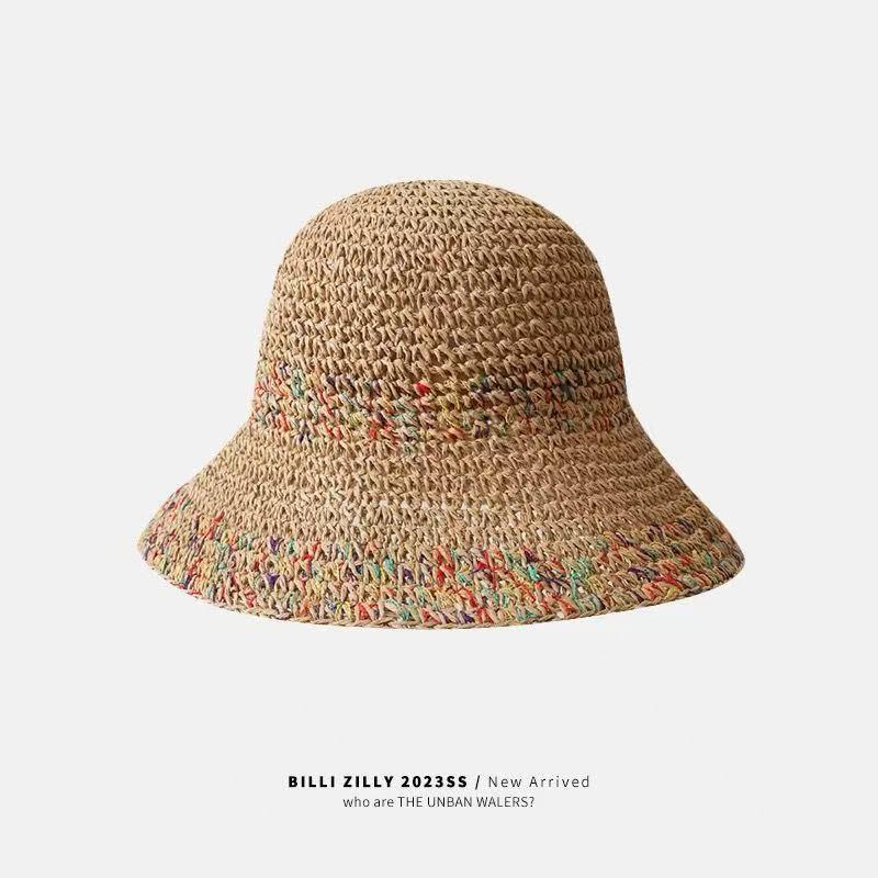 Lace Lace Beach Hat Straw Hat Women's Summer Curled Seaside Hollow Lafite Sun Hat Big Brim