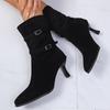 New Style Luxury Autumn Ankle Boots For Women Fashion Suede Short Boots Female Pointed Toe Shoes Side Zipper High Heels Footwear