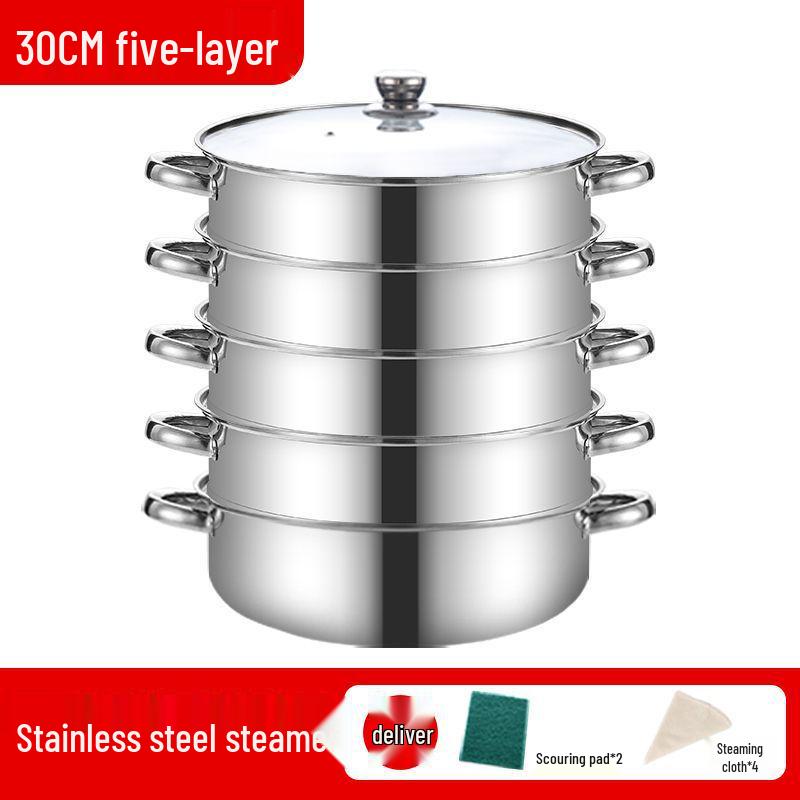 Stainless Steel Multi-Layer Steamer Stockpot for Induction & Gas Stoves