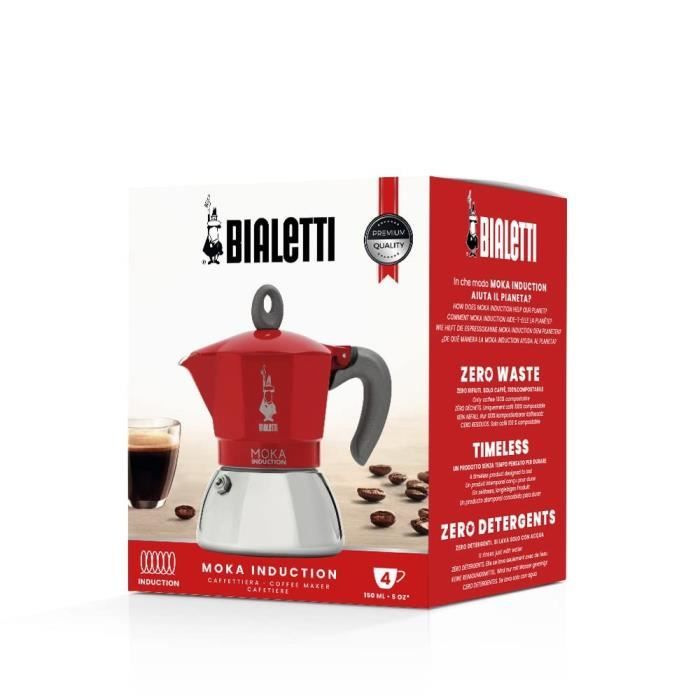 BIALETTI Cafetière Italienne Moka Induction 4 Tasses - Rouge