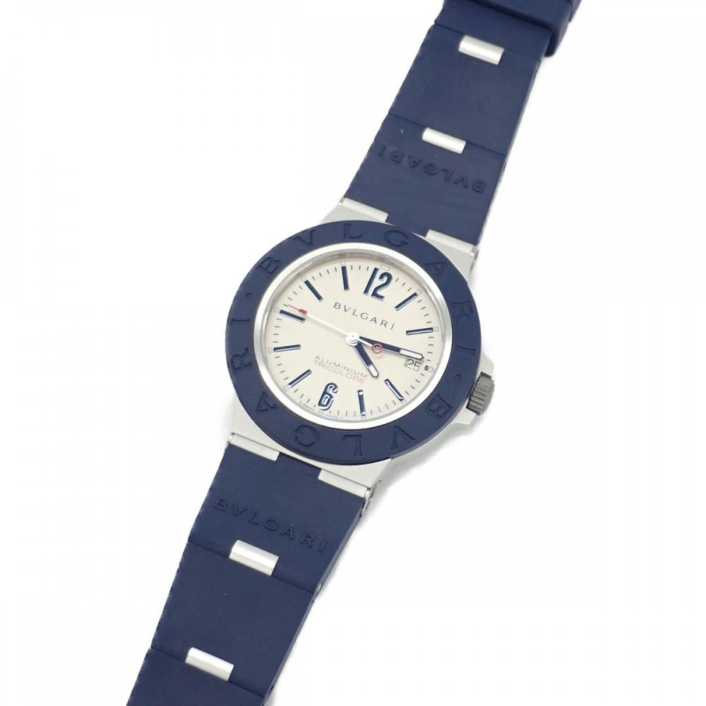 Bvlgari 103514 Uhren Gummi Herren weißes Zifferblatt