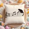 Cat Musical Symbol Cushion Cover Short Plush Double-Sided Printing Home Machine Washable In Warm Winter Pillow Cover