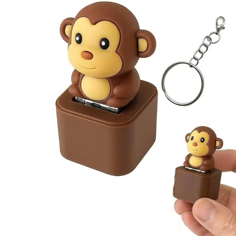 Monkey, Pigeon, Lamb, Donkey Animal Keychain, Clicker With Led Light, Adult Stress Relief And Anxiety Sensing Toy