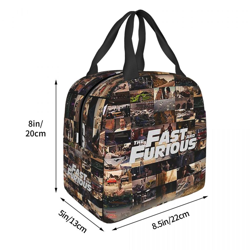 Fast And Furious Legends Tribute Insulated Lunch Bag for Women Kids Portable Food Boxes Thermal Lunch Box Tote
