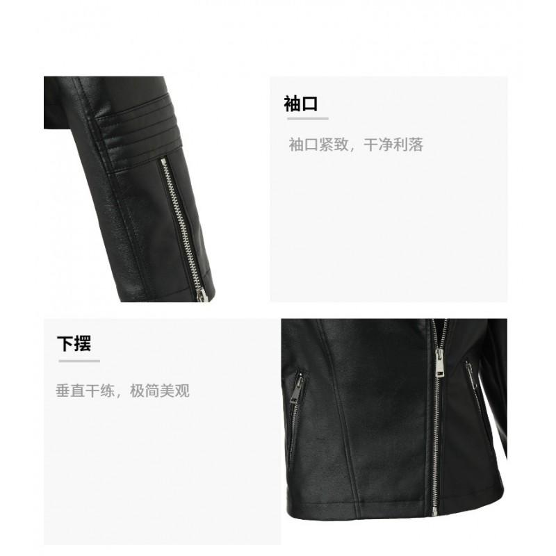 Womens Black Short PU Leather Moto Jacket With Multiple Zippers Streetwear Style 2026