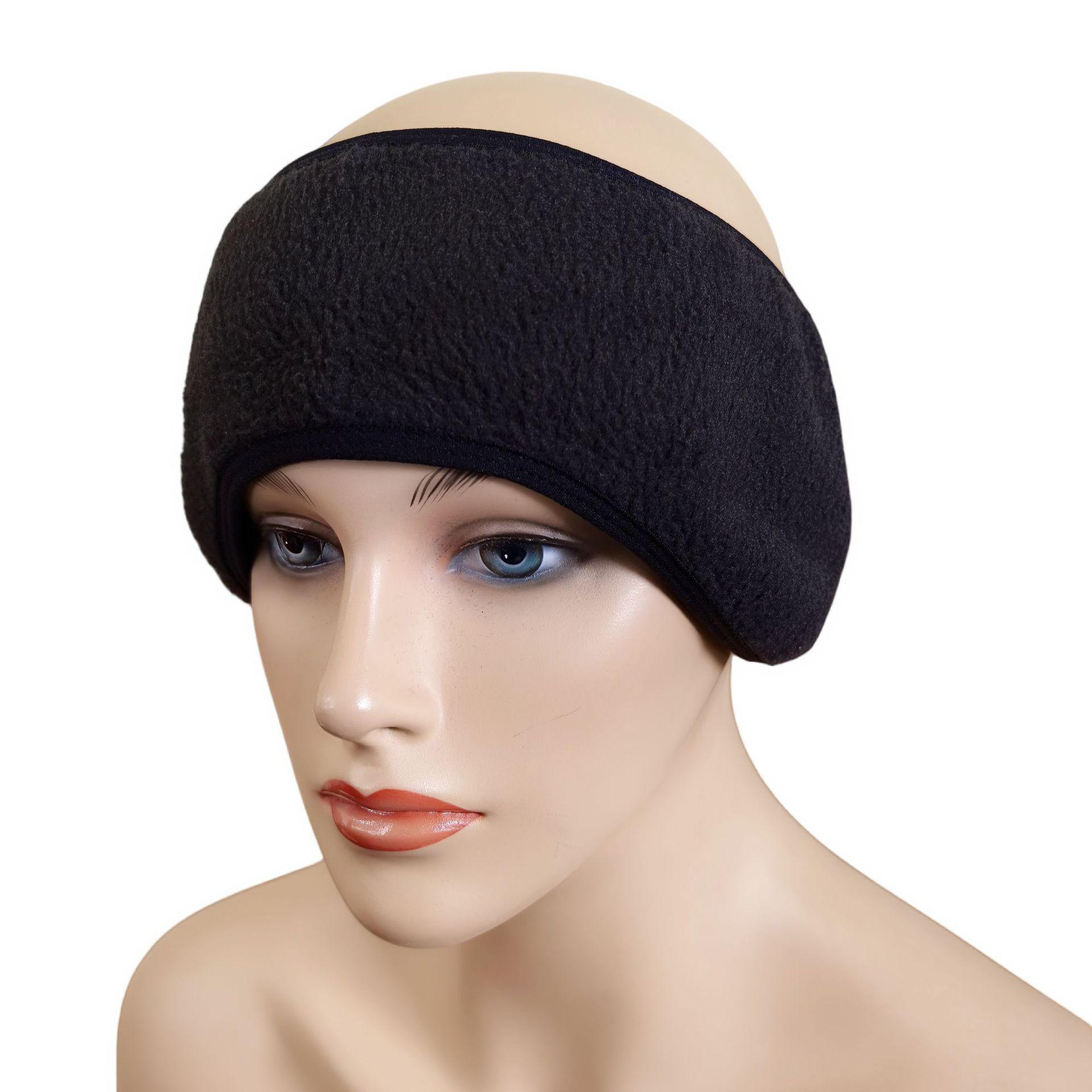 

Унисекс флисовая ветрозащитная повязка на голову с теплыми наушниками для езды на велосипеде и бега One Size чёрный