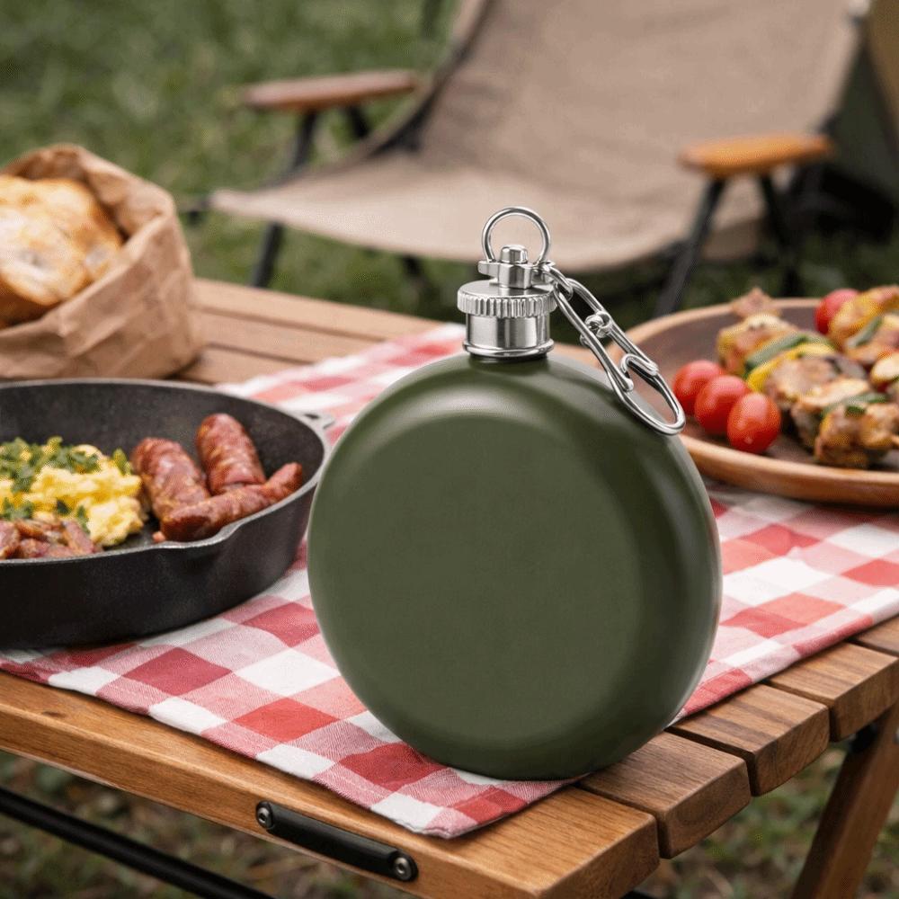 Stainless Steel Stainless Steel Hip Flask Screw Cap Camping Trips Pocket Flagon Round Shape Whiskey Bottle Outdoor Activities