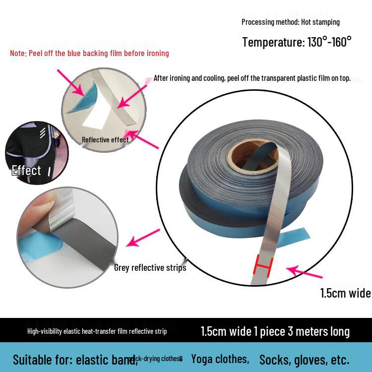 High-visibility Heat-applied Reflective Tape for Nighttime Traffic Warning, Directly Heat-pressed Onto Clothing.
