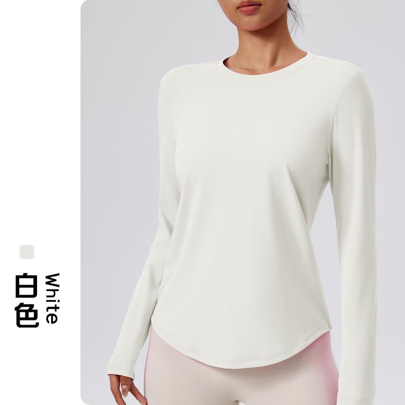 Womens Long Sleeve Yoga Top Breathable Quick Dry Fitness Pullover Pilates Workout Gym Training