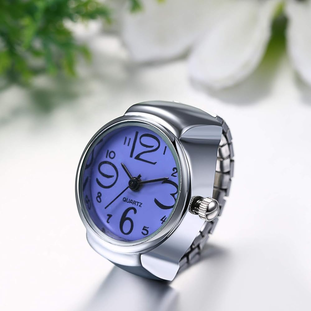 JewelryWe Stainless Steel Link Watch Ring Waterproof Analog Quartz Business Casual Fashion Accessory