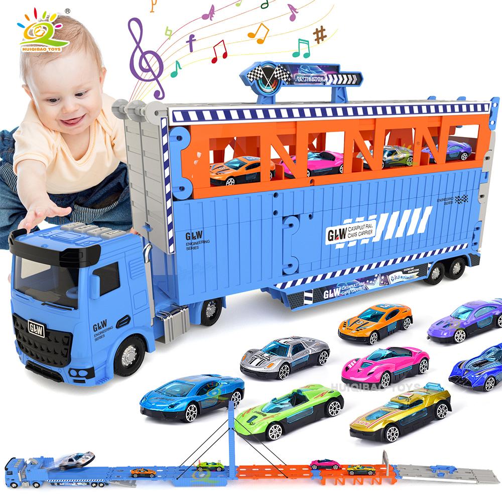 Large Inertia Track Truck Set | Foldable Track Storage | Launching Alloy Flying Car | Competition Game Boy Toy Gift