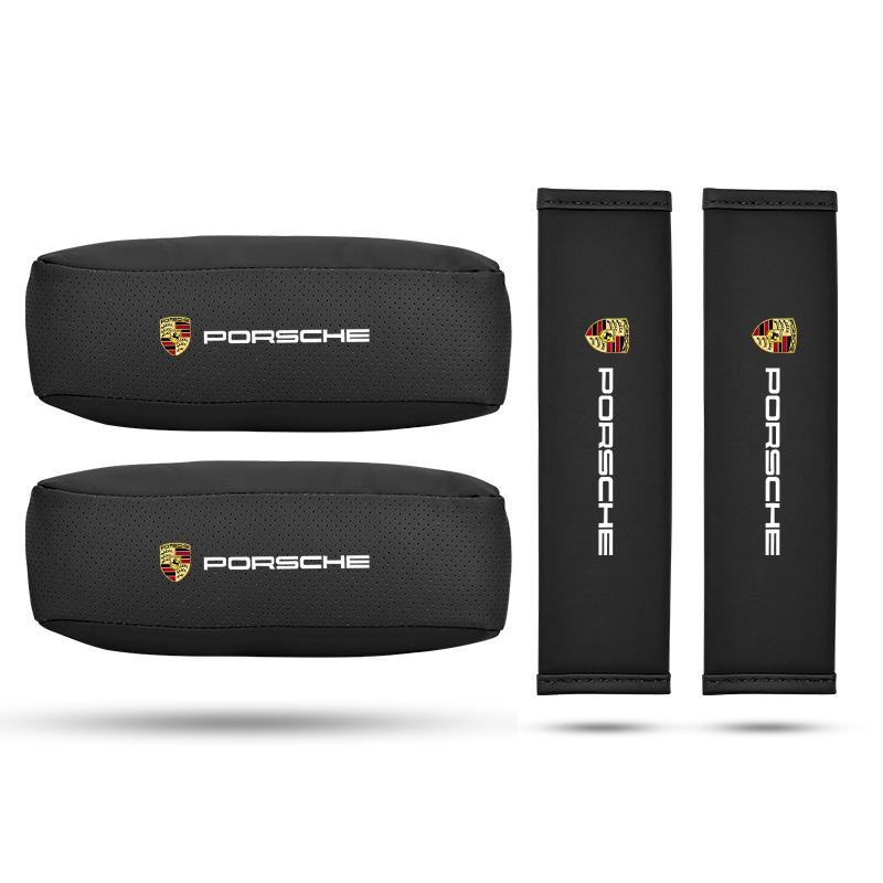 Car Head Neck Rest Pillow Seat Belt Protection Shoulder Pad For Porsche Panamera Cayenne Taycan 911 718 Macan Carrera-GT 928 968