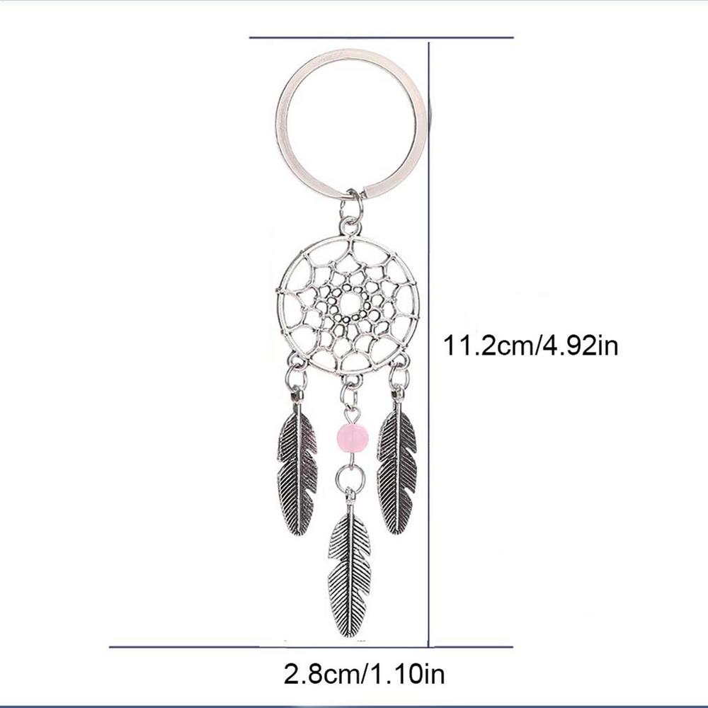 Pink Black Beads Dreamcatcher Feathers Wind Dream Catcher Key Chain Women Vintage Bohemian Indian Style Keychain