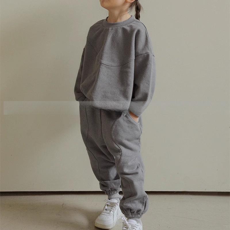 Kinder Sweatshirt Set Herbst/Winter Fleecefutter Set Jungen Mädchen Locker sitzendes Langarm Sweatshirt + Hose 2-teilig