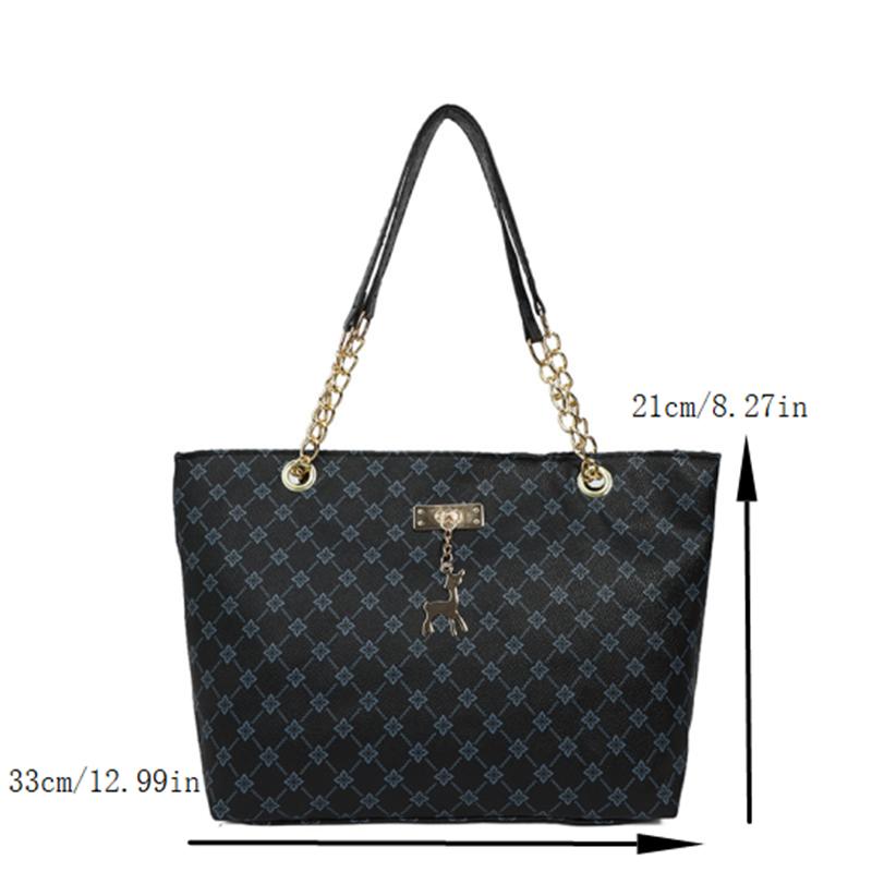 Retro Monogram Tote Bag Vintage Shoulder Handbag for Women Casual Daily Use Commute Travel Fashion Purse