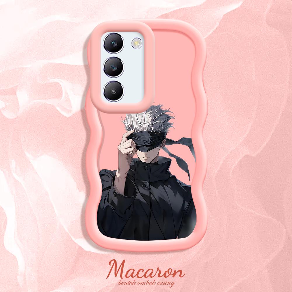 

М який силіконовий чохол Macaron Phone Case з малюнком Big Wave Edge Протиударний захисний гумовий чохол для OnePlus Vivo Motorola Moto Vivo Y35 рожевий