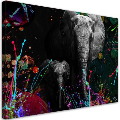 Canvas Print Elephant On Colourful Background