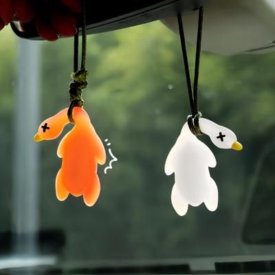 Color-Changing Duck 3D Roasted Chicken Car Keychain UV Sensor, Relaxing Decorative, Creative Birthday Present, Rope Self-Binding