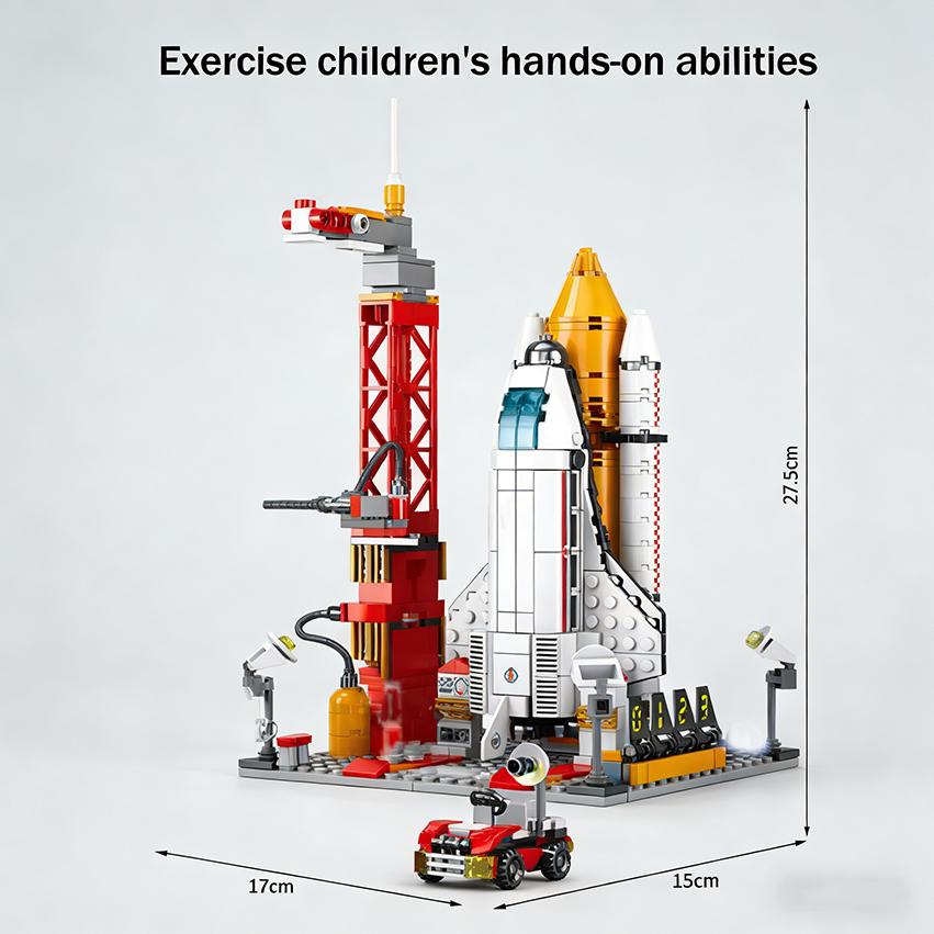 Launch Center Lunar Lander Scale Model Building Block Set Spaceship Spaceport Figure Shuttle Rocket Block Bricks Building Construction Toys Playsets