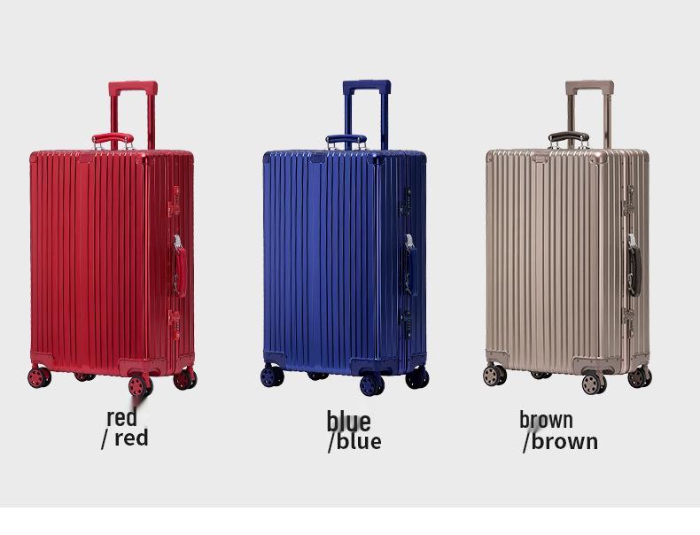 Aluminum-Magnesium Alloy Trolley Case with Universal Wheels, 24" Carry-On for Student Travel & Men's Business, with Combination Lock.