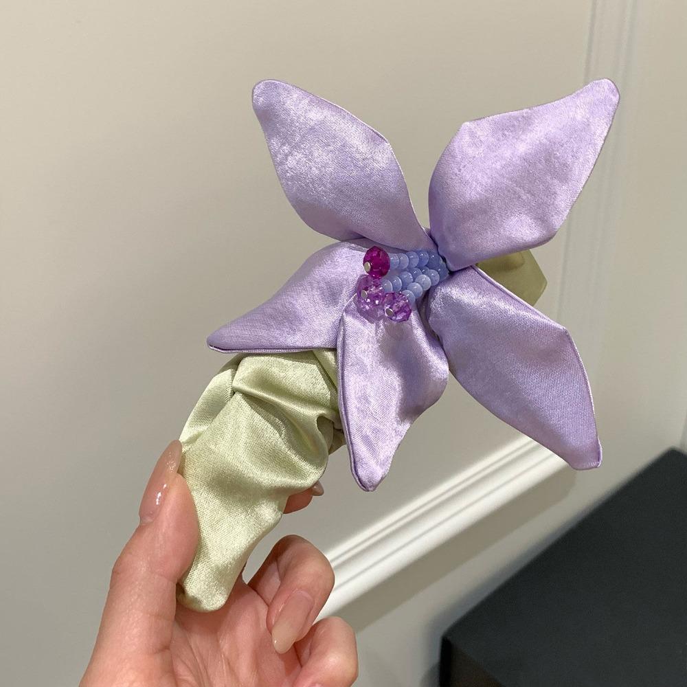 Non-Slip Flower Hair Clip Large Size Cloth Vertical Clip Retro Satin Banana Clip  Female