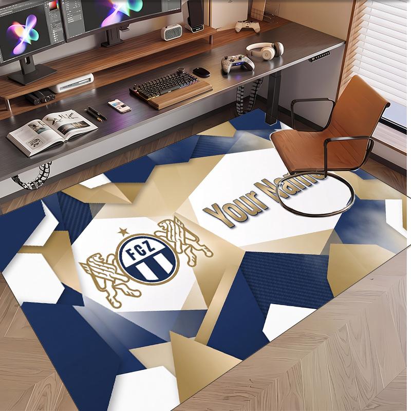 Personalized Crystal Velvet Carpet FC Zürich Pattern Non Slip Floor Rug