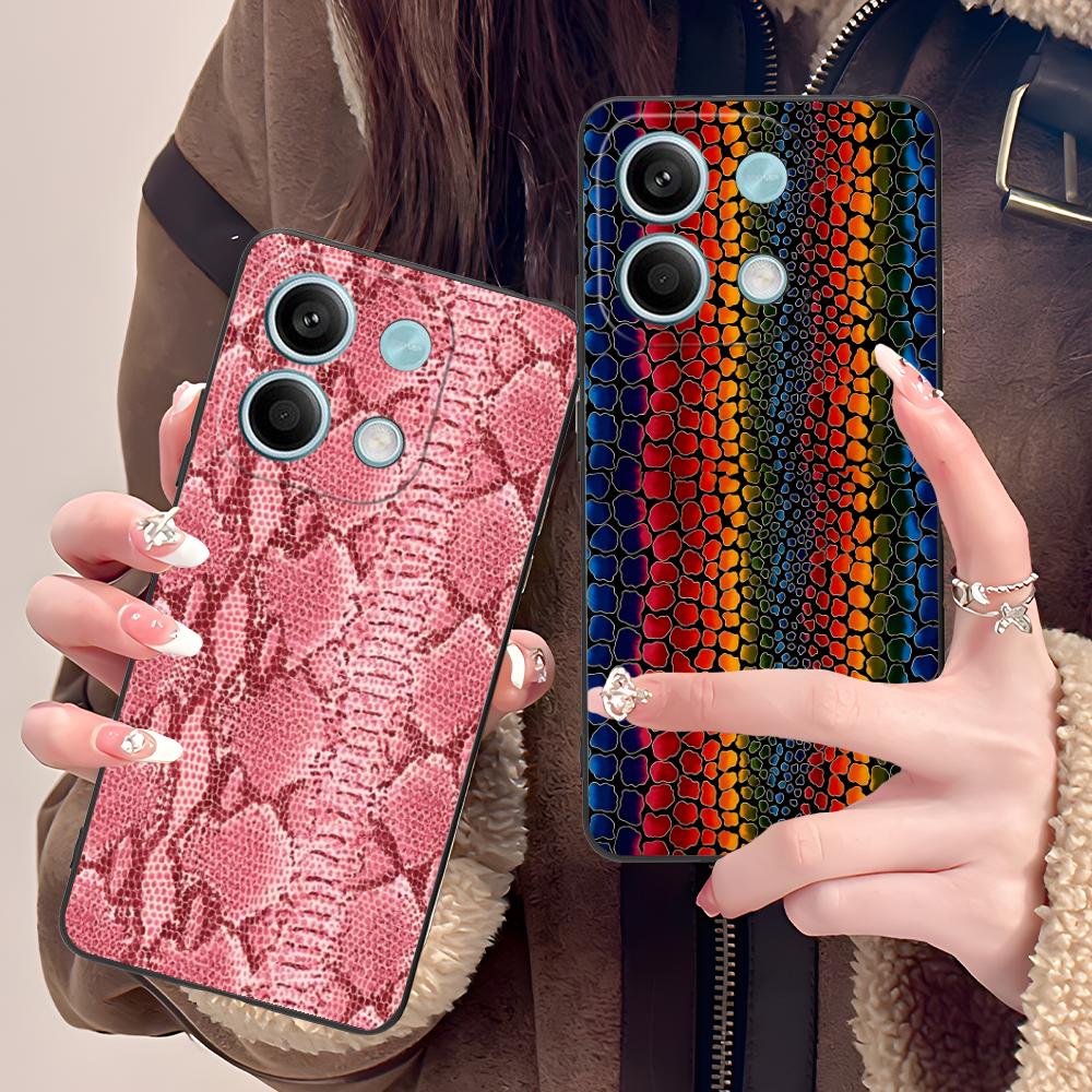 Snake Texture Mobile Phone Case for POCO F6 F5 F4 F3 F2 Pro GT C40 Colour Printing Protective Smartphone Cellphones Pretty
