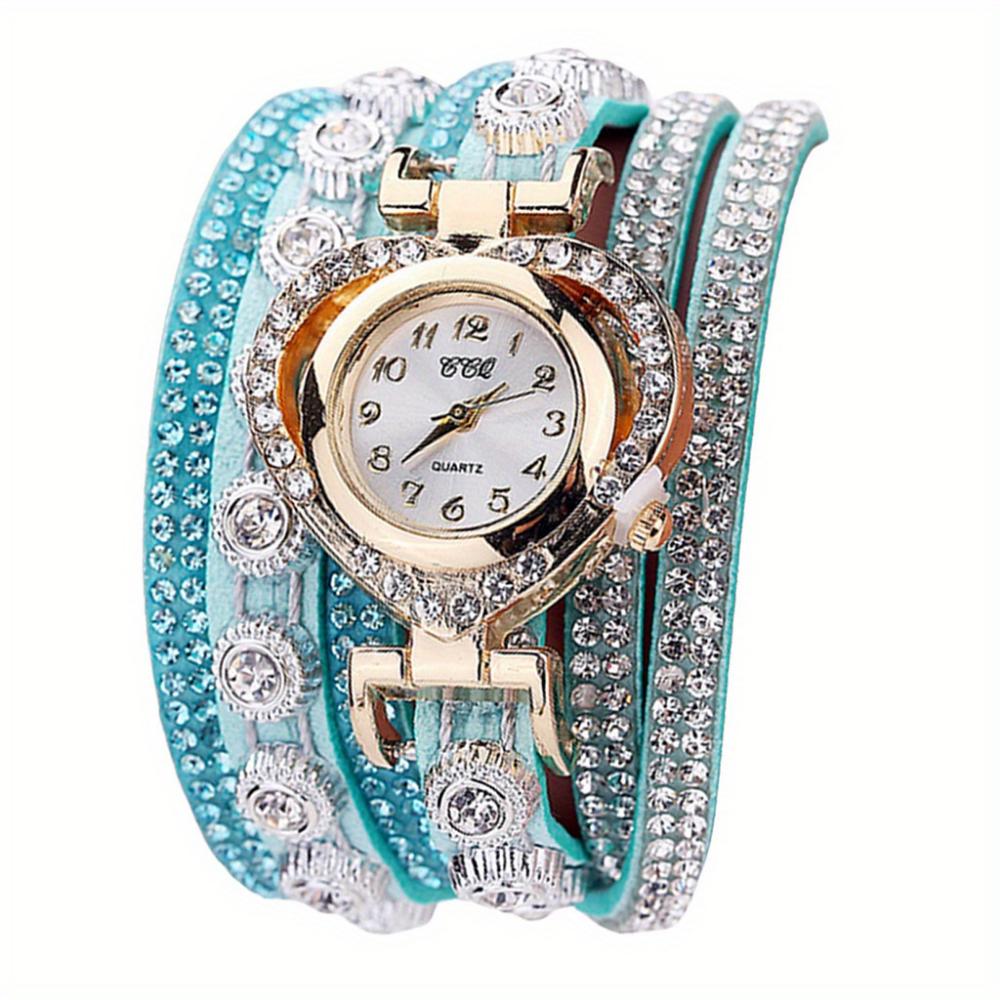 Luxury Rhinestone Bracelet Watch, Women's Multi-layer Analog Watch, Christmas and New Year Gifts