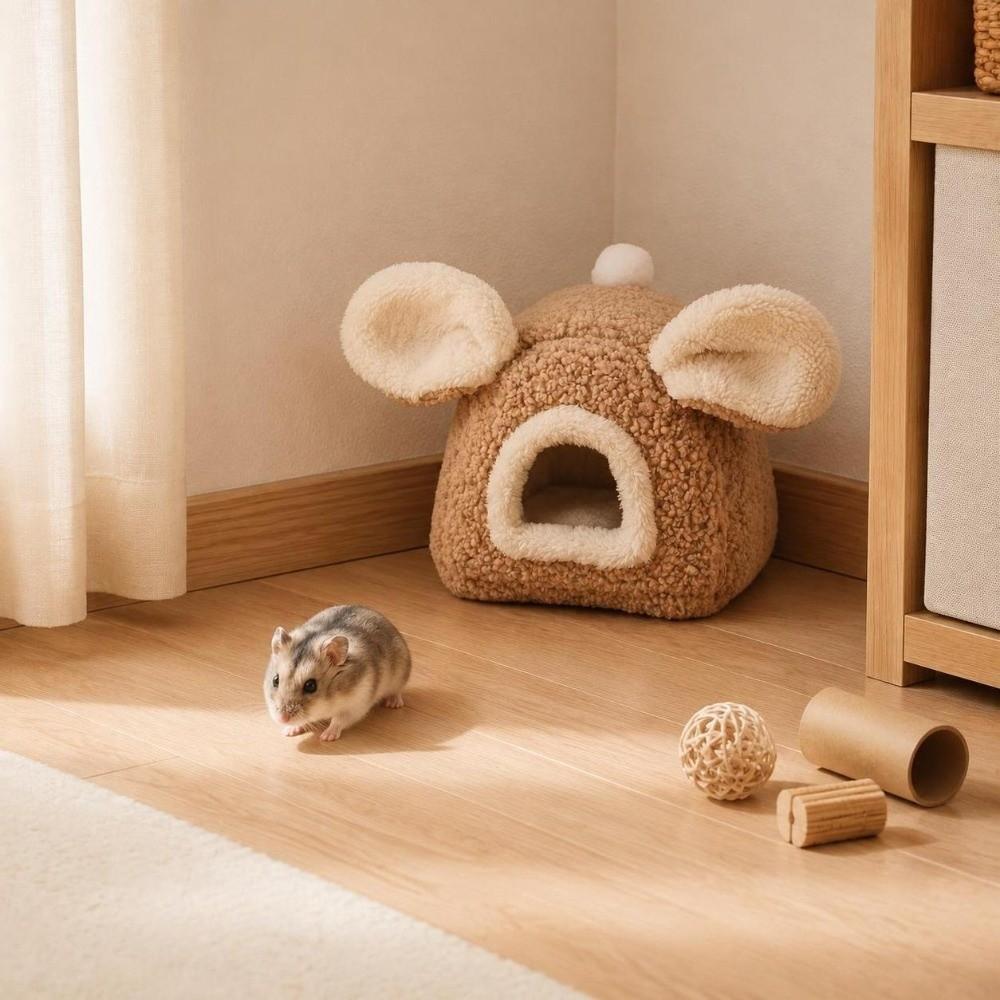 Guinea Pig Cage Winter Hamster Bed Ear-shaped Hamster Shelter Small Pet Hideout for Small Animals
