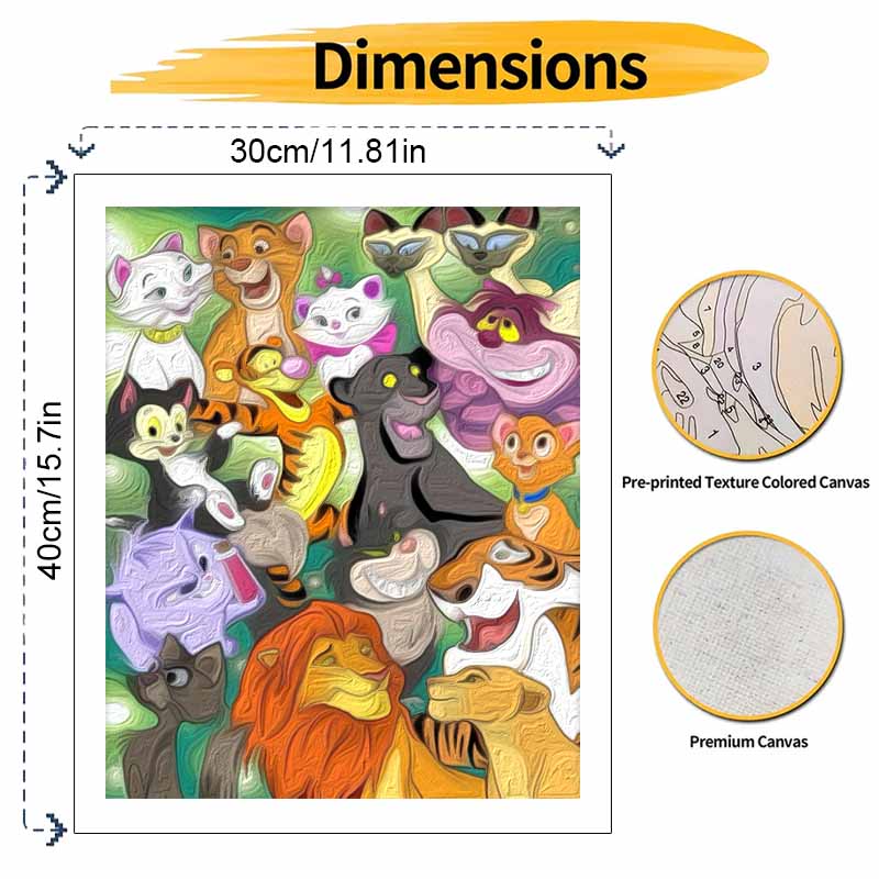 Disney Oil Painting Digital Painting Art Kit Cat Animal Characters Diy Painting Home Decoration Gift