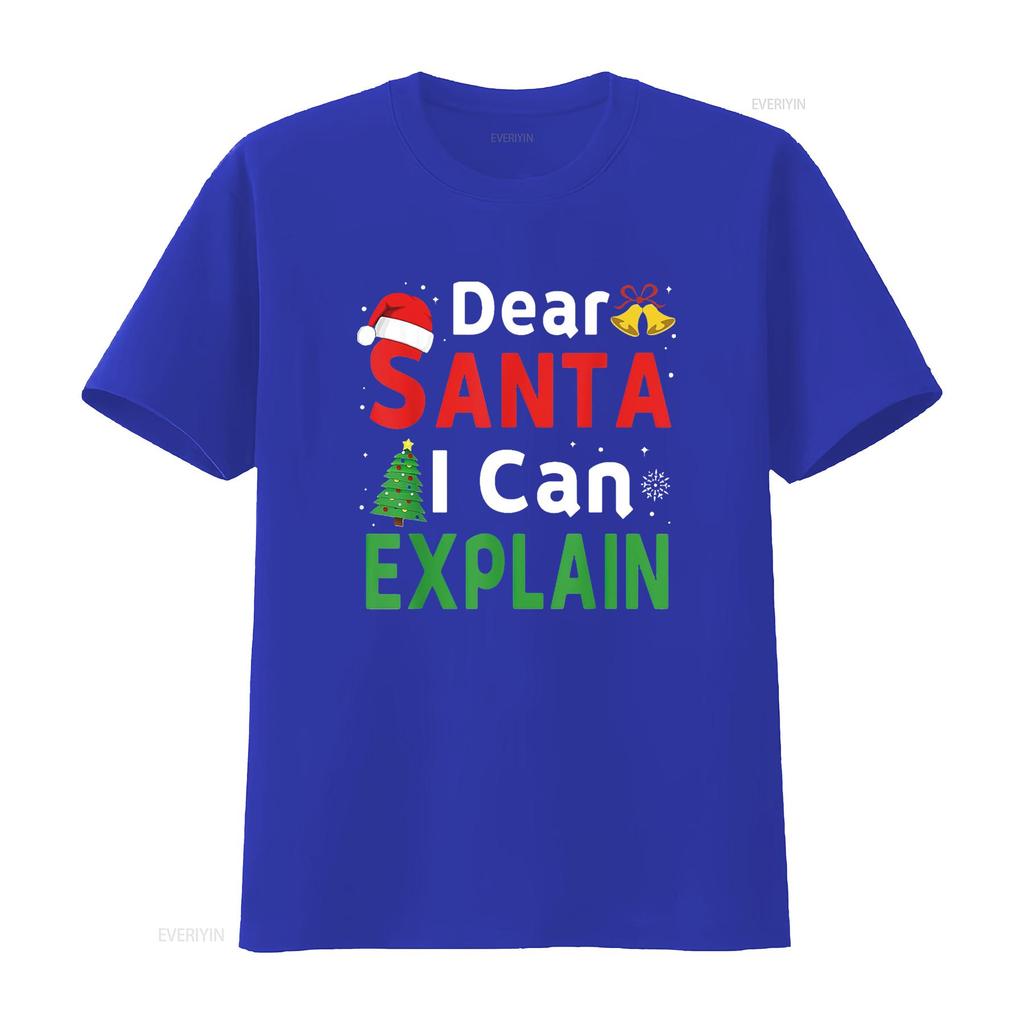 Dear Santa I Can Explain Funny Christmas Kids Xmas T Shirt Black vintage Washed Unisex designer clothes Slightly fashion