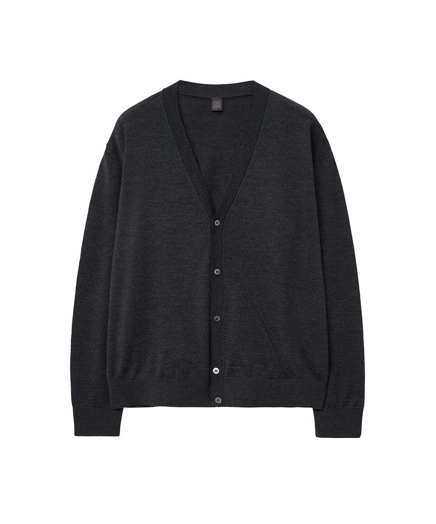Iolo Royal V-Neck Cardigan_Charcoal