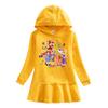 2026 Spring/Autumn Ruffle Rainbow Cartoon Girls' Long Sleeve Hooded Sweatshirt Dress