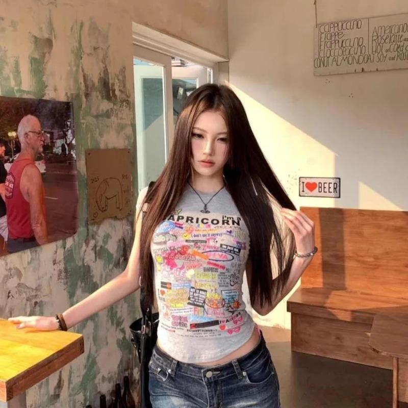 New Printed Short-sleeved T-shirt Summer Round Neck Top