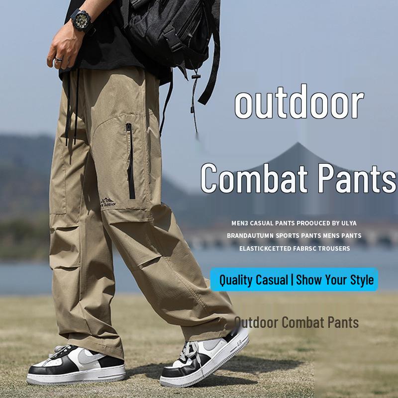 2024 Men's Trendy High Street Cargo Pants: Spring/Autumn, Handsome Loose Fit, Waterproof for Outdoor and Mountaineering