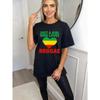 Oversized T Shirt Black Just A Girl Who Loves Reggae With Rasta Heart Print Casual Streetwear For Women Music Festival Party Wear