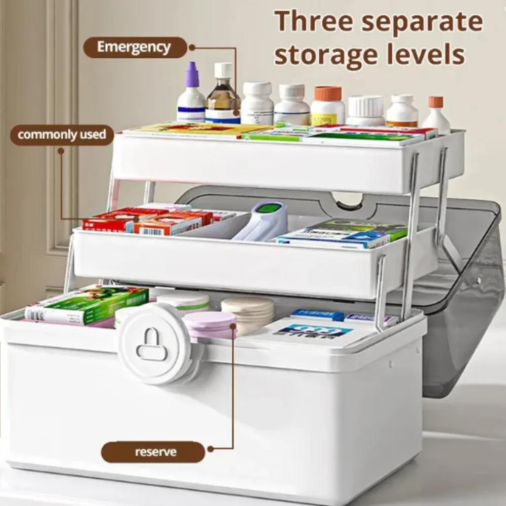 Super Large Capacity Pill Cases Organizer First Aid Kit Family Multilayer Box For Home Handle Medicine Storage Plastic Container