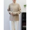 Retro twist crew neck soft waxy knitted sweater top autumn and winter new loose sweater pullover inside women