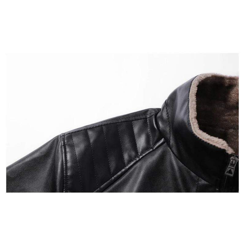 Erkek Deri Ceket Kışlık Polar Astarlı Biker Ceketler Moda Motosiklet Ceketi Suni Deri Mont Dış Giyim Günlük Sokak Giyimi