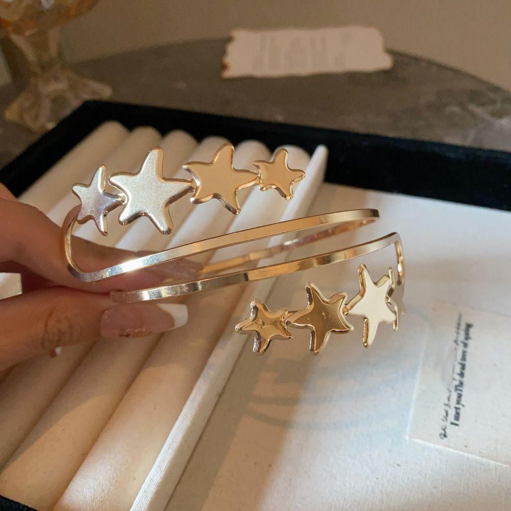 Adjustable Opening Cuff Bracelets Zinc Zinc Alloy Circle Upper Arm Bracelet Star Armband Arm Chain  Girls