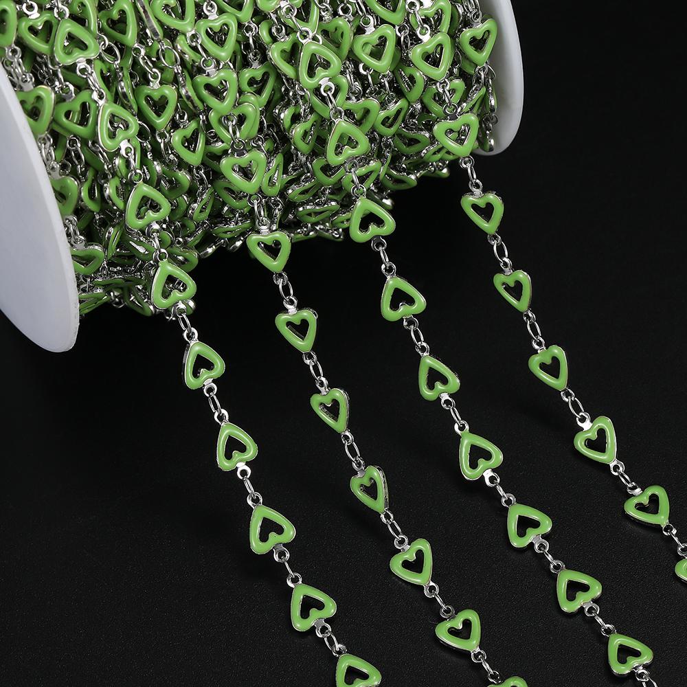 1m Copper Colorful Hollow Heart-Shaped Chain Enamel Love Chain for DIY Bracelet Necklace Waist Chain Jewelry Making Chain
