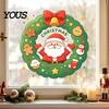 Seasonal Window Murals Christmas Santa Claus Wreath Cling, Cartoon Static Sticker, PVC Clings Waterproof Glass Decal for Home Holiday Party And